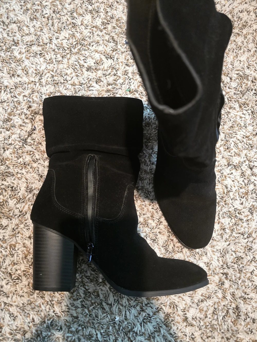 crown & ivy Black Suede Ankle Booties